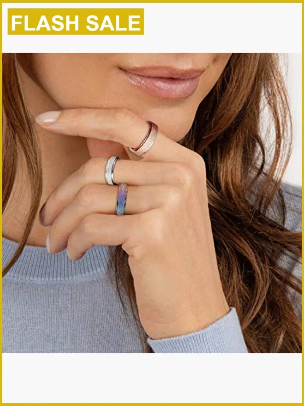 Spinner Anxiety Relief Fidget Ring Set 6mm Titanium Stainless Steel